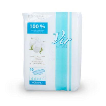 Slika Vir nature normal plus, bombažni vložki s krilci (10 vložkov)