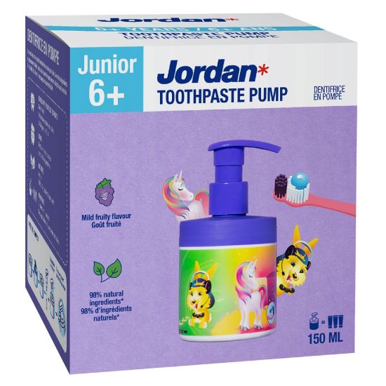 Slika Jordan Junior, zobna pasta s pumpico za otroke 6 - 12 let (150 ml)
