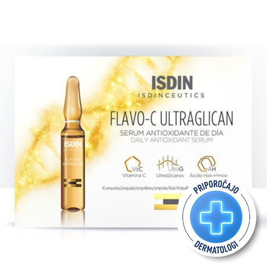 Slika ISDIN Isdinceutics Flavo-C Ultraglican, dnevni antioksidacijski serum - ampule (10 x 2 ml)