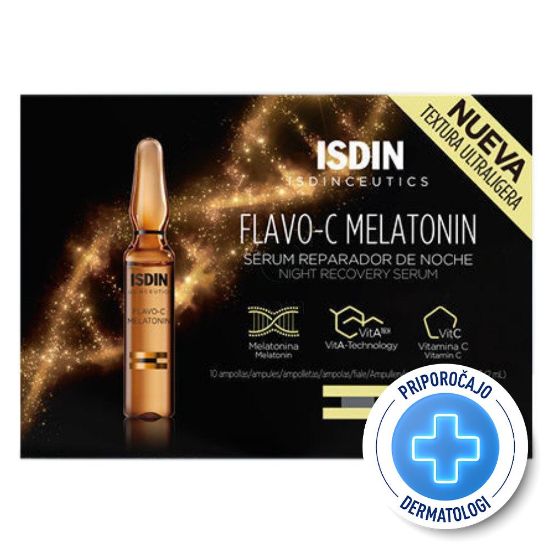 Slika ISDIN Isdinceutics Flavo-C Melatonin, nočni obnovitveni serum - ampule (10 x 2 ml)