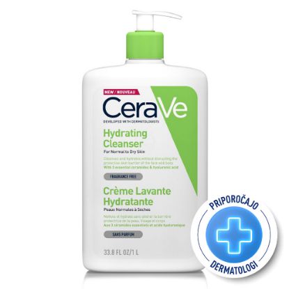Slika CeraVe, vlažilna čistilna emulzija za obraz za normalno do suho kožo (1000 ml)