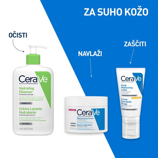Slika CeraVe, vlažilna čistilna emulzija za obraz za normalno do suho kožo (1000 ml)