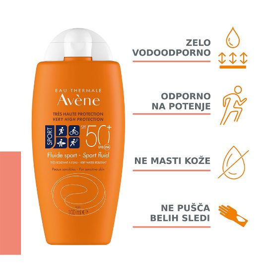 Slika Avene Sun Sport Fluid, zelo visoka zaščita pred soncem - ZF50+ (100 ml)