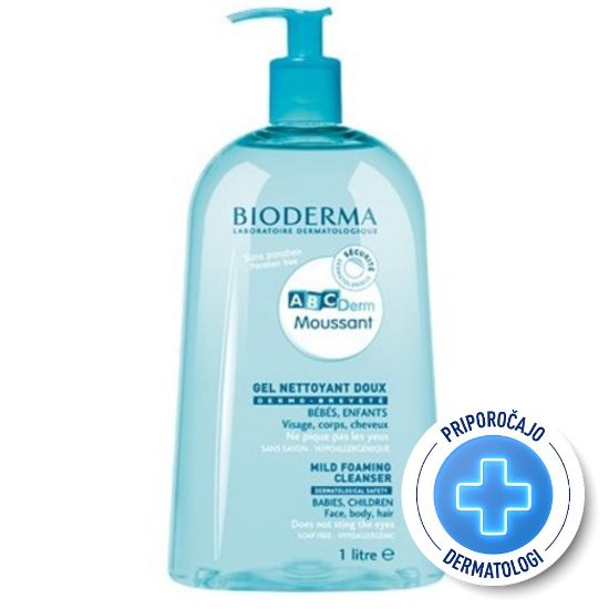 Slika Bioderma ABCDerm Moussant, nežen čistilni gel za lase in kožo (1000 ml)
