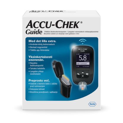 Slika Accu-Chek Guide, merilnik za merjenje glukoze v krvi (1 merilnik + 10 testnih lističev)