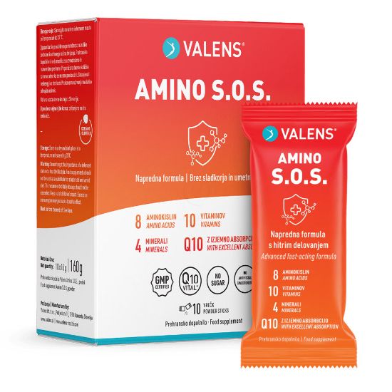 Slika Valens Amino S.O.S., prašek za pripravo napitka - vrečke (10 x 16 g)