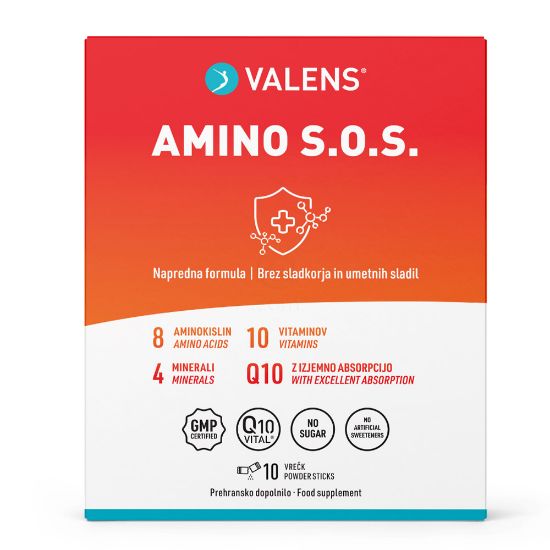 Slika Valens Amino S.O.S., prašek za pripravo napitka - vrečke (10 x 16 g)