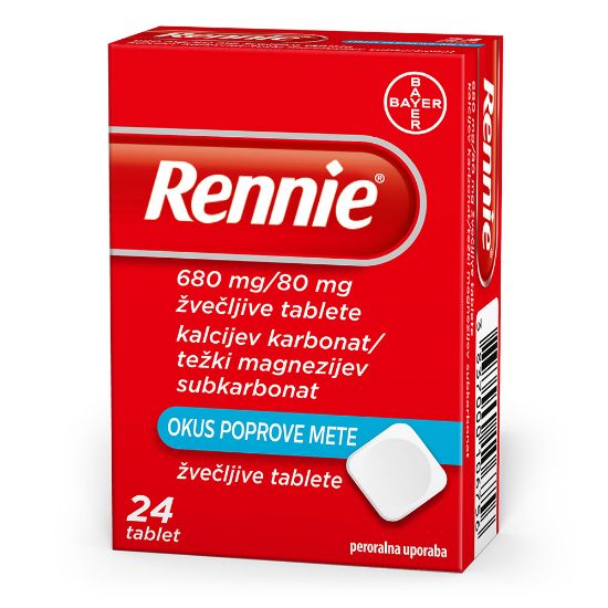 Slika Rennie 680 mg/80 mg (24 žvečljivih tablet)