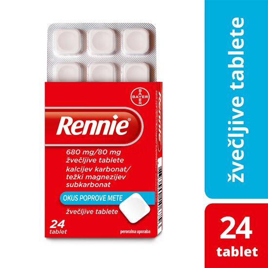 Slika Rennie 680 mg/80 mg (24 žvečljivih tablet)