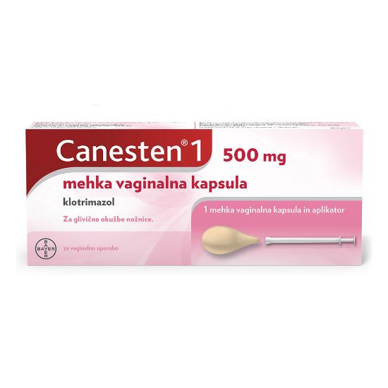Slika Canesten 1 500 mg, mehka vaginalna kapsula + aplikator (1 kapsula + 1 aplikator)