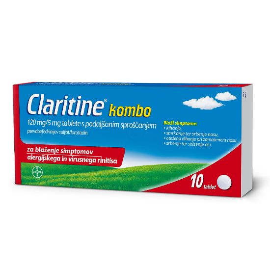 Slika Claritine kombo 120 mg/5 mg tablete s podaljšanim sproščanjem (10 tablet)