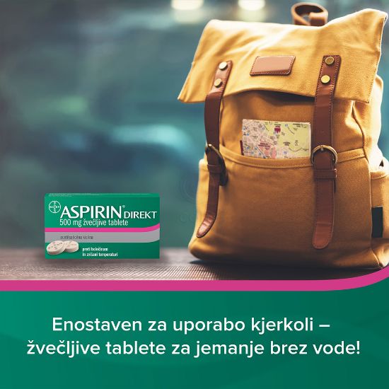 Slika Aspirin direkt 500 mg, žvečljive tablete (10 tablet)