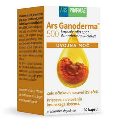 Slika Ganoderma 500 Dvojna Moč Ars Pharmae (30 kapsul)