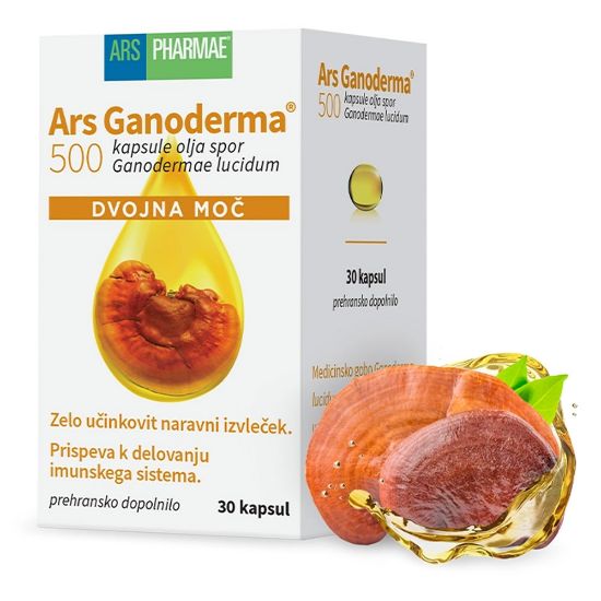 Slika Ganoderma 500 Dvojna Moč Ars Pharmae (30 kapsul)