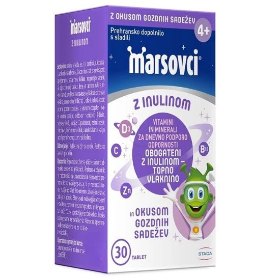 Slika Marsovci, žvečljive tablete z inulinom - okus gozdni sadeži (30 tablet)