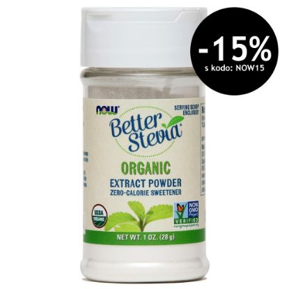 Slika NOW Stevia, 100 % steviol glikozid v prahu (28 g)