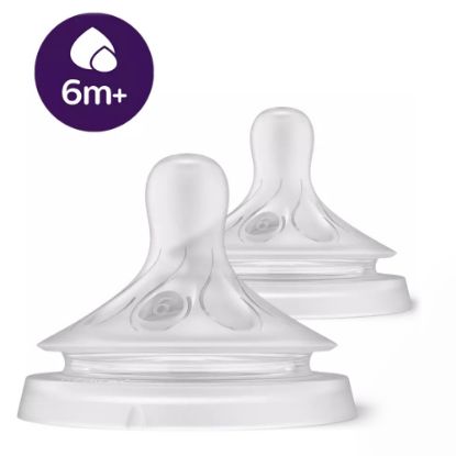 Slika Avent Natural Response, cucelj silikonski za stekleničko 6 - hiter pretok za gosto hrano 6+ mesecev (2 cuclja)