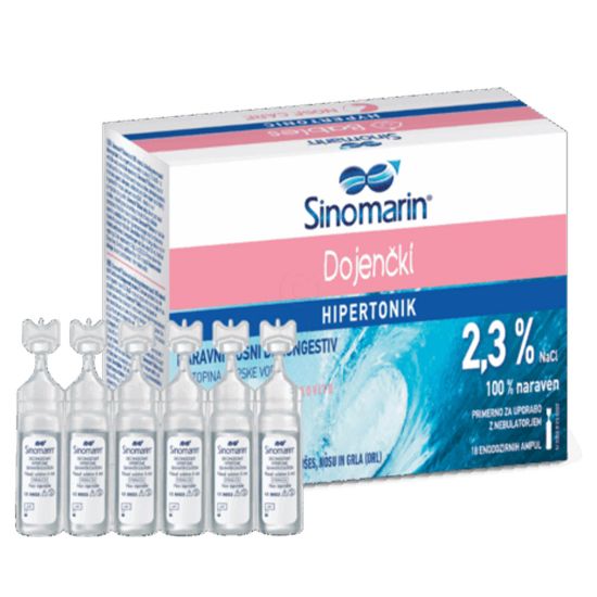 Slika Sinomarin Dojenčki 2,3%, hipertonični nosni dekongestiv - ampule(18 x 5 ml)
